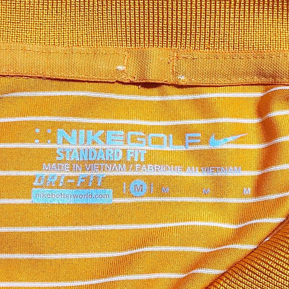 NIKE GOLF Polo Shirt Mens Medium Orange‎ Short Sleeve DRI-FIT Stretch Polyester